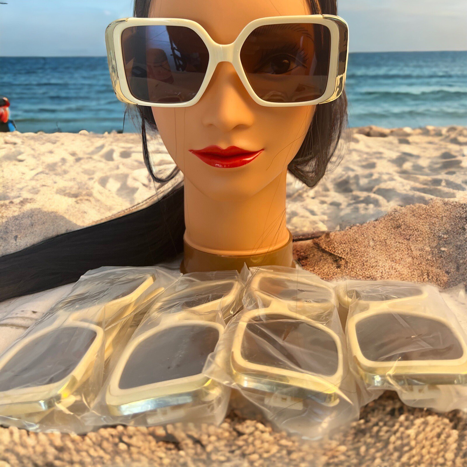 Women's Oversized Classic Square Sunglasses with Dark Lenses-image