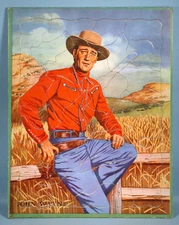 1951 John Wayne Original Frame Tray Puzzle Saalfield Western Cowboy Movie Star