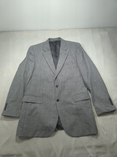 Jos A Bank Mens Suit Gray 44 Jacket 39 Pants Long Plaid Glen Full Business Wool - Picture 15 of 18
