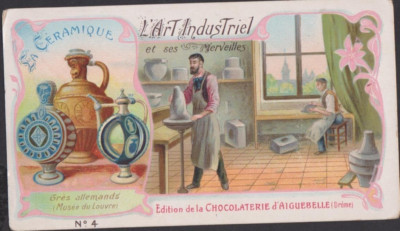CHROMO CHOCOLATE FACTORY D'AIGUEBELLELE INDUSTRIAL ART/CERAMICS-GERMAN STONEWARE