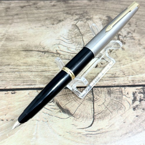 PARKER45 FOUNTAIN PEN VINTAGE BLACK SILVER MADE IN USA A417 - Picture 3 of 11