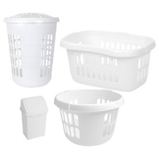 Ice White Kitchen Storage Essentials - 8L Swing Top Bin Laundry Basket Hamper