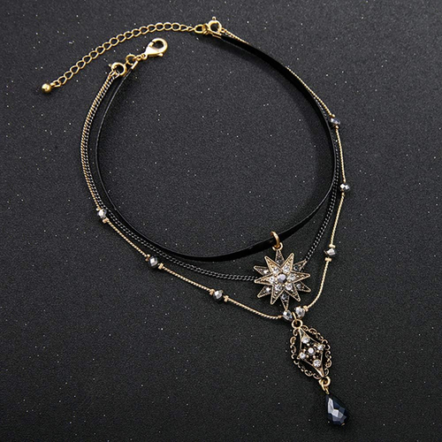 Multi-Layered Stars Drop Pendant Choker Necklace Party Dress Necklace Jewelry Wo - Picture 3 of 12