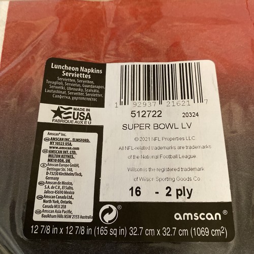 Super Bowl LV Luncheon Napkins And 32 Oz Cup. Kansas City V/S Tampa Bay. New - Picture 3 of 9