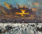 Bergen, Snowy Landscape, Oil on Canvas on Wood, signed l.r.