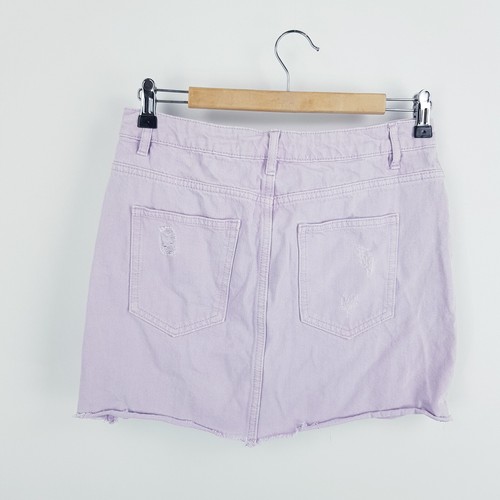 Lily Loves Womens Size 10 Violet Light Purple Distressed Denim Mini Skirt - Picture 7 of 16