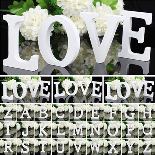 White Personalised Wood Wooden Alphabet Letters Wedding Birthday Home Decor DIY
