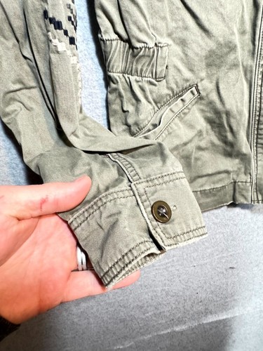 Maurices Jacket Women's Medium Olive Green 100% Cotton Geometric Embroidered - Picture 3 of 15