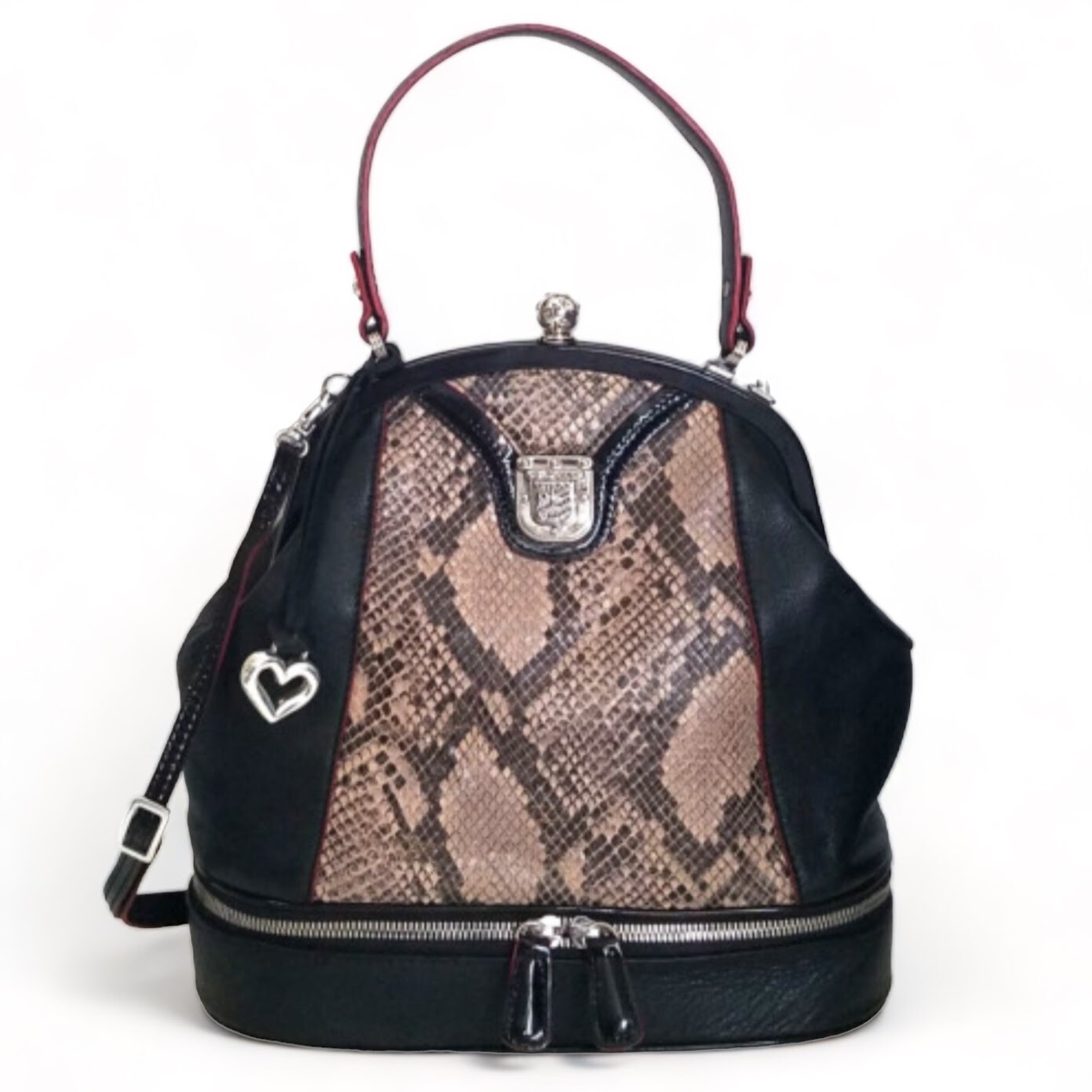 Brighton Women's Black Leather Python Frame Bag P… - image 1