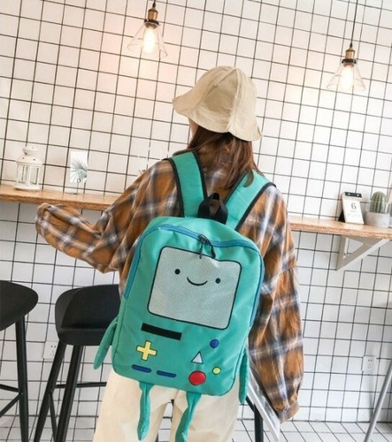 New Ladies Canvas Backpack Anime Adventure Time Beemo BMO Kawaii Bag Backpack - Picture 6 of 10