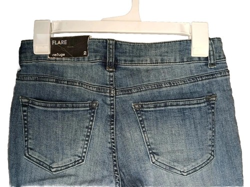 Denim acampanado Refuge talla 2 lavado ligero tiro medio 32 pulgadas mezcla de algodón azul entrepierna - Imagen 4 de 14