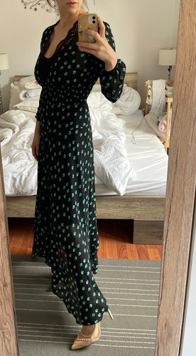 Maje Kleid Maxikleid Gr. S 36 (2) schwarz grün langarm Sommerkleid Boho Spitze - Bild 5 von 16