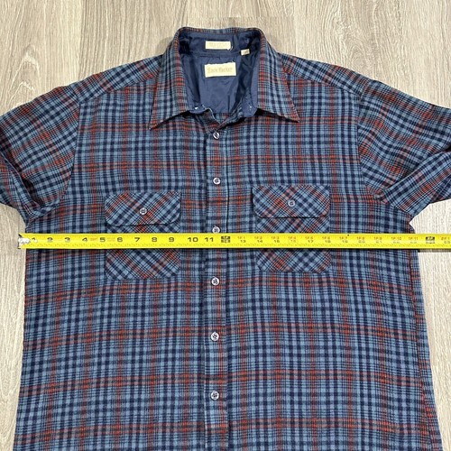 Camisa De Colección Back Packer Franela Botón Para Hombre L Azul Forrado Yugo Manga Larga - Imagen 6 de 8