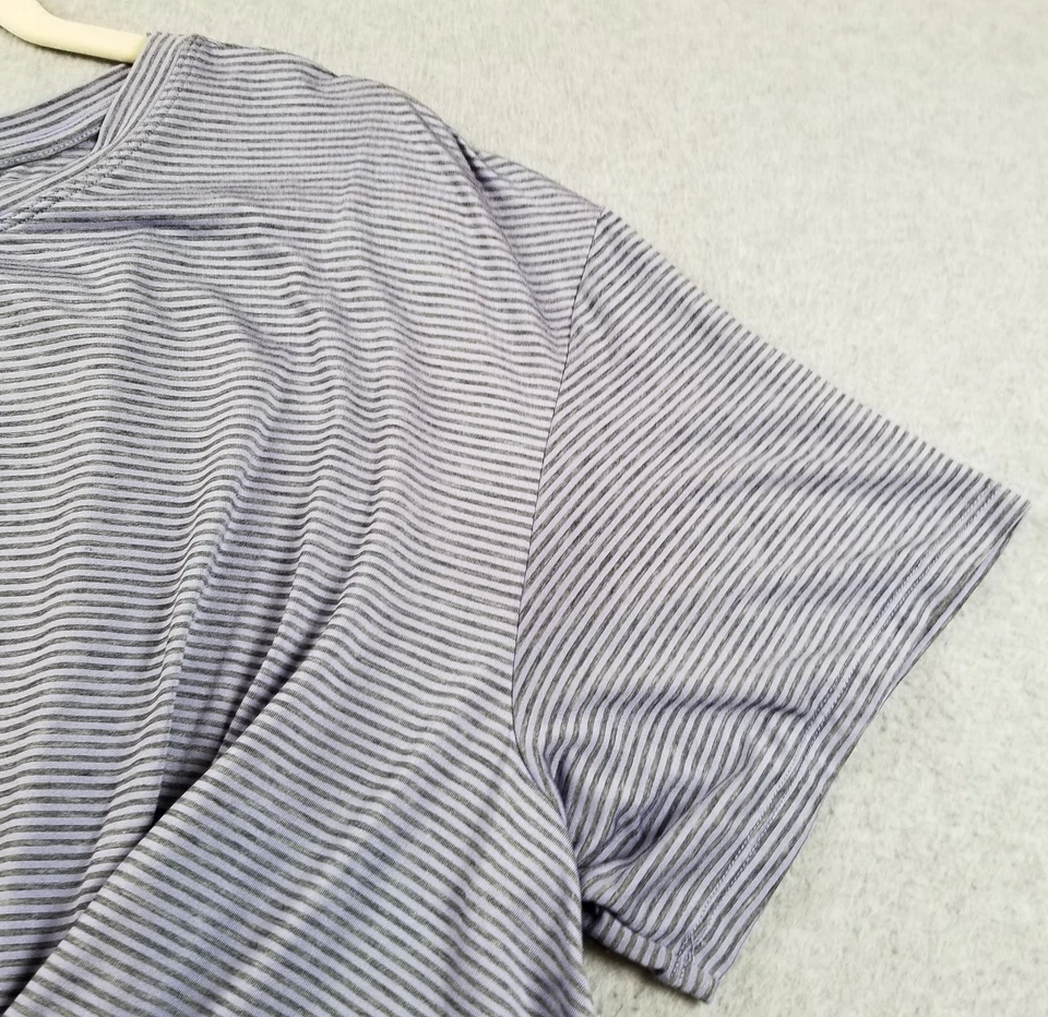 Top corto Zella para mujer extra grande XL azul negro a rayas manga corta gimnasio entrenamiento Foto 3 de 4