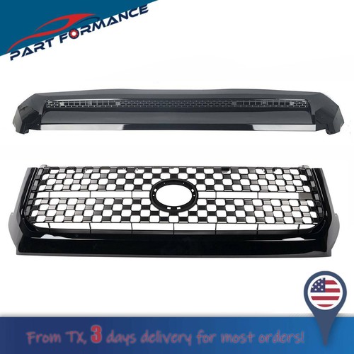 For 20142020 Toyota Tundra Glossy Black Front Grille&Hood Bulge