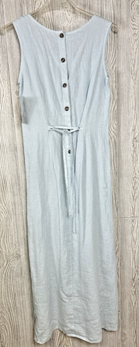 NWT KLEEN Dress Small  Blue 100% Linen Lagenlook Beachy Maxi Long Minimal Boho - Picture 2 of 10