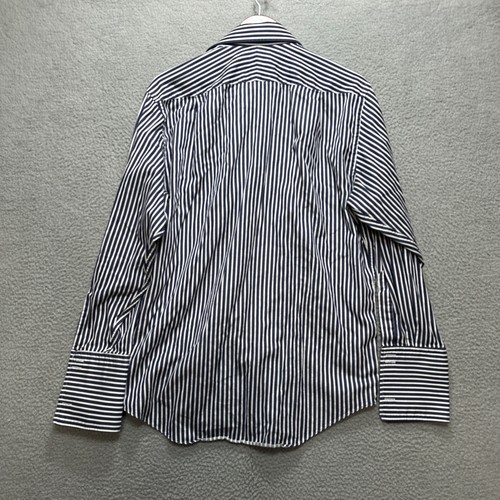 HAWES & CURTIS French Cuff Dress Shirt Mens 16/34 Classic Fit Blue White Stripe - Picture 6 of 8