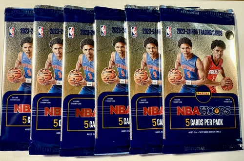 2023-24 Panini NBA Hoops Basketball Pack-5 Cards-Factory Sealed-6 PACK LOT!!!