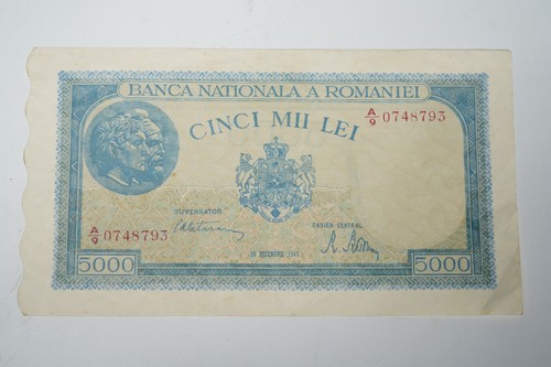 Lot of 5 ROMANIA banknote (include 5000 Lei 1945 Wmk) - Picture 1 of 5