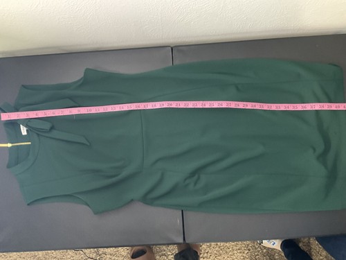Calvin Klein Dress Womens Sz 12 Green Tie-Neck Sheath Tailored Fit Zipper Office - Picture 9 of 14