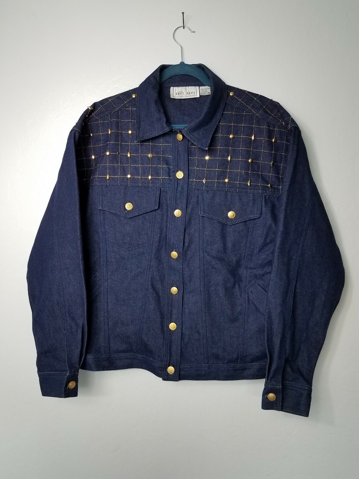 RARE!!! Vintage Erez Levy Denim Jean Jacket Gold … - image 1