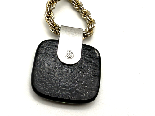 Vintage Pendant Necklace Rope Gold Silver Tone Metal Square Boho Multicolour - Picture 3 of 8