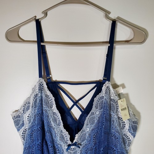Cacique Plus Size Babydoll Chemise Lingerie Ombre Blue Lace 18/20 Romantic NWT - Picture 3 of 5