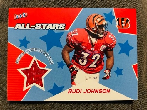 2005 Bazooka Rudi Johnson All-Stars Pro Bowl Game Used Worn Jersey Relic Card