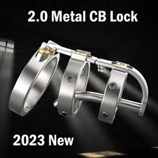New Stainless Steel Male Chastity Device Hinged Cage Punk Style Metal Lock Belt