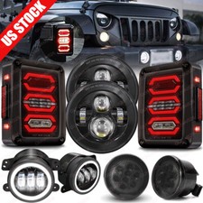 For Jeep Jk 2007-18 Combo Dot 7 Black Led Headlights Tail Lights Turn Fog Lamps For Jeep Jk 2007-18 Combo Dot 7 Black Led Headlights Tail Lights Turn Fog Lamps