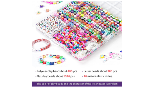 Armband Herstellung Polymer Ton Perlen Kit Niedlich Spaß Charms Zum Selbermachen Kunst Handwerk 2300 Stck. - Bild 2 von 8