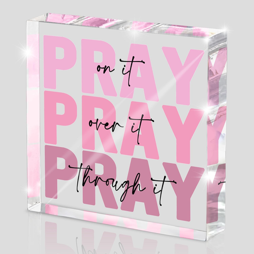 Pink Inspirational Decor Pray over It Bible Verse Wall Art Christian Gifts for W - Picture 10 of 12