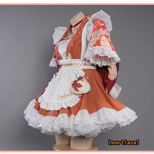 Juego Genshin Impact Yoimiya Cosplay Vestido de criada Mujeres Uniforme Set Fiesta Disfraz - Imagen 4 de 20
