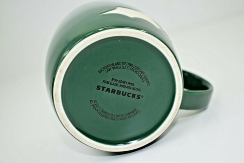 2011 Starbucks Holiday Green White Coffee Mug Holly Leaf Berries Christmas - Picture 8 of 10