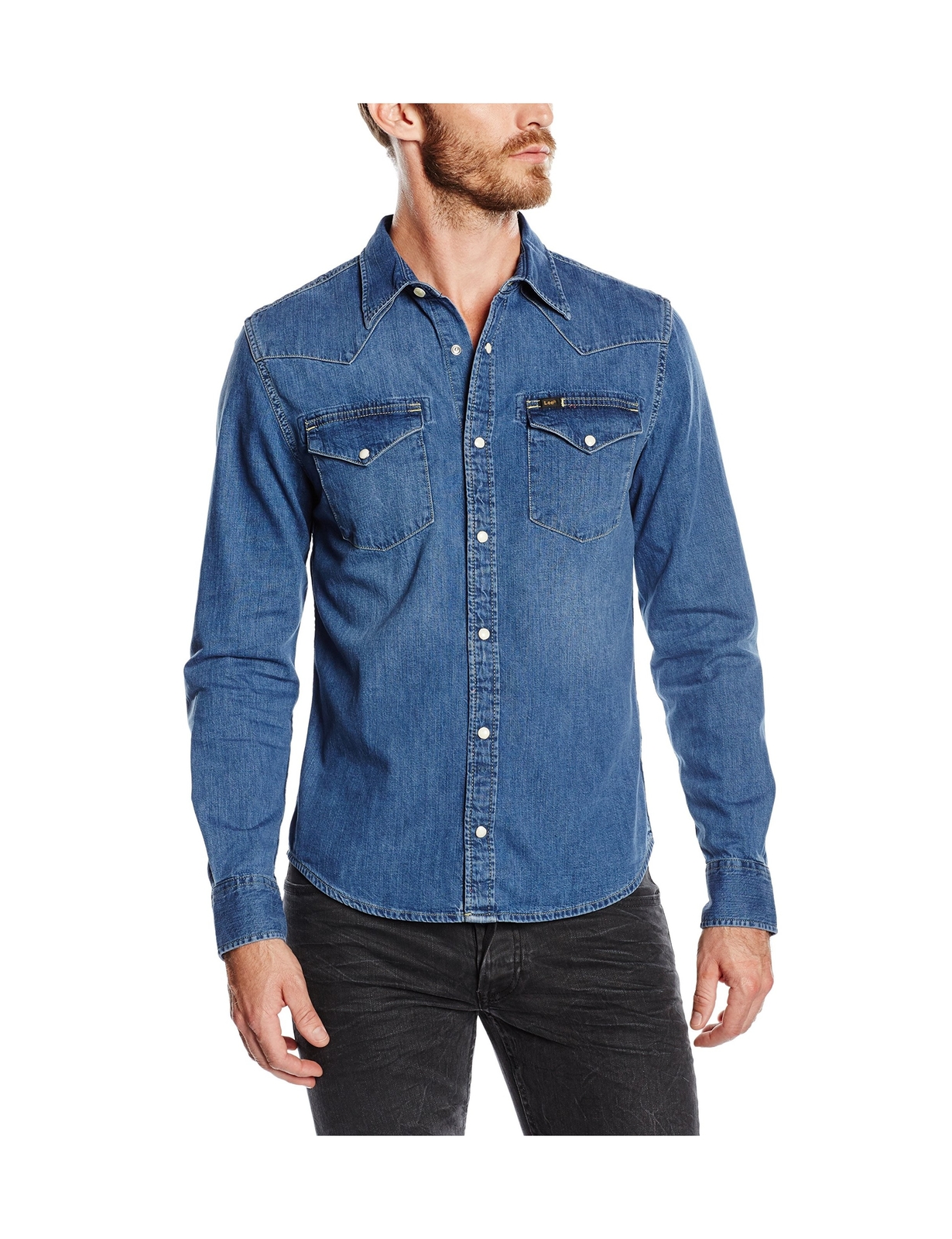 Lee Men's Western Long Sleeve Classic Regular Fit Shirt bluee Stance Small Lee Men's Western Long Sleeve Classic Regular Fit Shirt bluee Stance Small