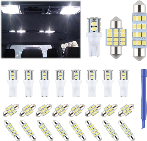24 Pieces Dome Light LED Car Interior Bulb Kit Set 194 T10 DE3175 578 31Mm 42Mm - Picture 10 of 12