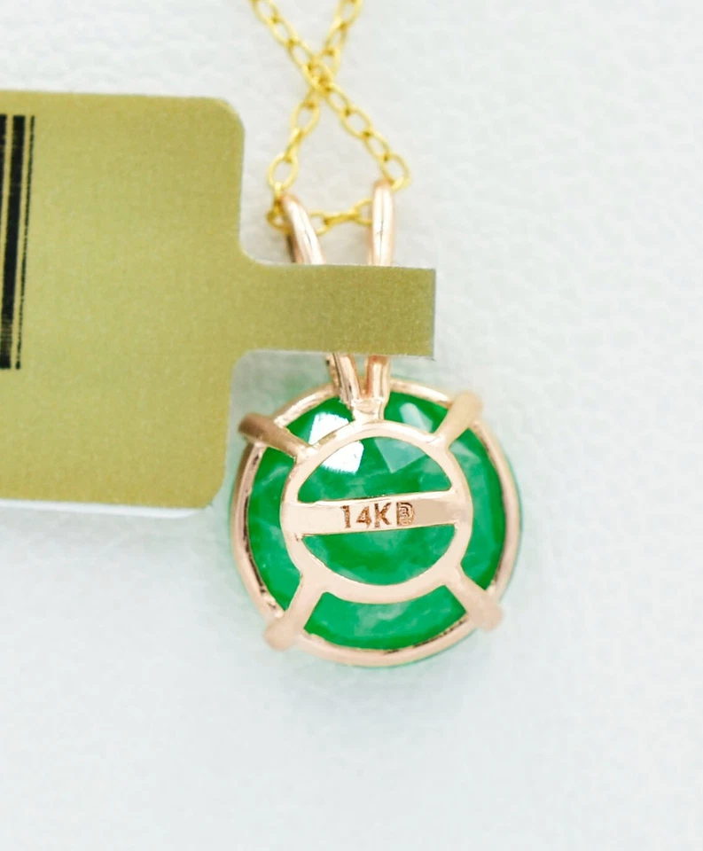 GENUINE 3.73 Cts EMERALD PENDANT 14K ROSE GOLD - Free Appraisal Service - NWT Foto 4 de 4