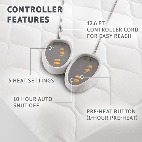 Heated Mattress Pad Electric Deep Matress Cover 20 Heat Settings Controllers New - Picture 3 of 12