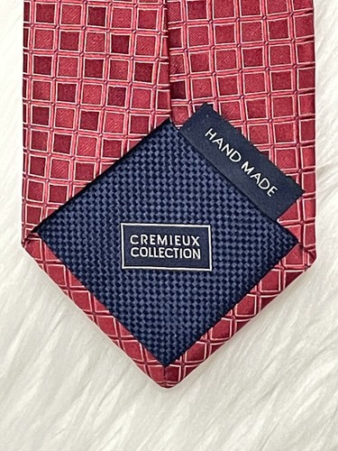 Cremieux Collection Mens Necktie 100% Silk Handmade USA Red Boxes Squares - Bild 5 von 9