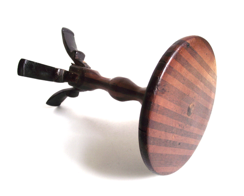ANTIQUE 10" MINIATURE VICTORIAN FOLK CARVED MAPLE WALNUT CANDLE STAND WOOD TABLE - Picture 11 of 18