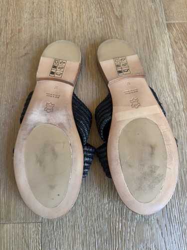 Jenni Kayne Raffia Black Crossover Sandals Sz 6 Worn Once Price Firm - Picture 4 of 6