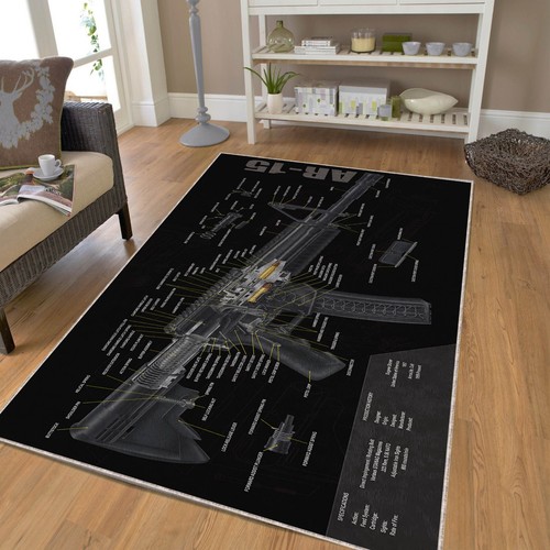 AR 15 Accessories Decoration Rug, AR-15 Diagram Printed Rug,  Man Cave Decoratio - Picture 6 of 6