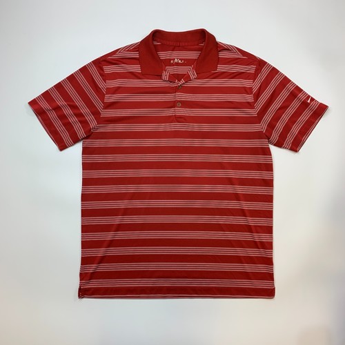 Nike Golf Shirt Mens Large Red Striped Tour Performance Lightweight Dri Fit Polo - 第 2/10 張圖片