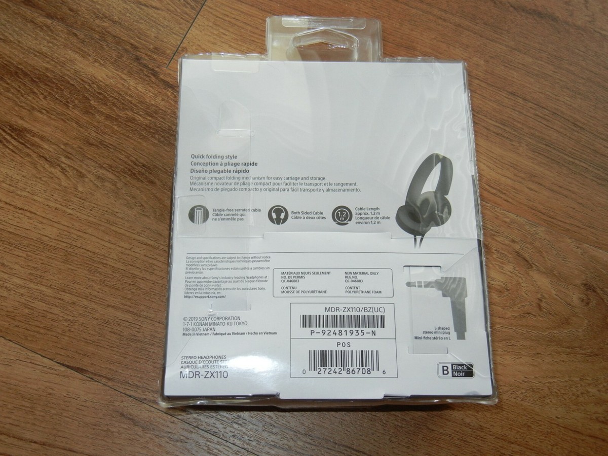 その他 K* Genuine Sony Black MDR-ZX110 Stereo On-Ear Swivel Headphones