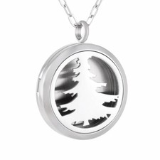 Openwork Christmas Tree  Perfume Aromatherapy Diffuser Pendant Necklace Gift