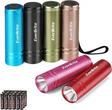 EverBrite 6 Pcs Mini LED Flashlight Set LED Handheld Torch w/Lanyard ＆ Batteries