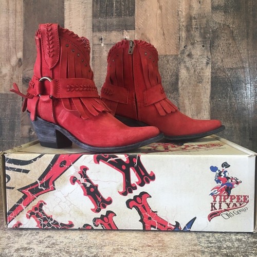 Old Gringo Lavar YBL2434-3 Red Suede Ankle Cowboy Boots Womens 7.5 B - Picture 10 of 12