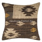 Jute Cushion Cover Indian Vintage Handmade Kilim Pillows Case 18x18 Inch