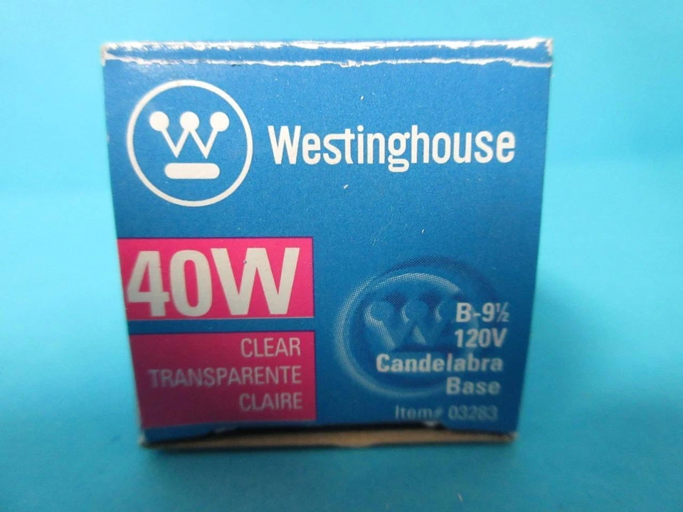 WESTINGHOUSE B9 TORPEDO REPLACEMENT LAMP 40W E12 CANDELABRA BASE 365 LUMEN 120V - Image 2 of 4