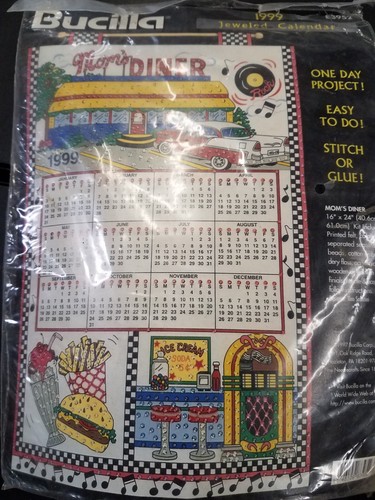 ❤️ Bucilla Needlecraft Sequin Calendar Kit "Mom's Diner" Jeweled 1999 16" x 24" - Picture 5 of 10